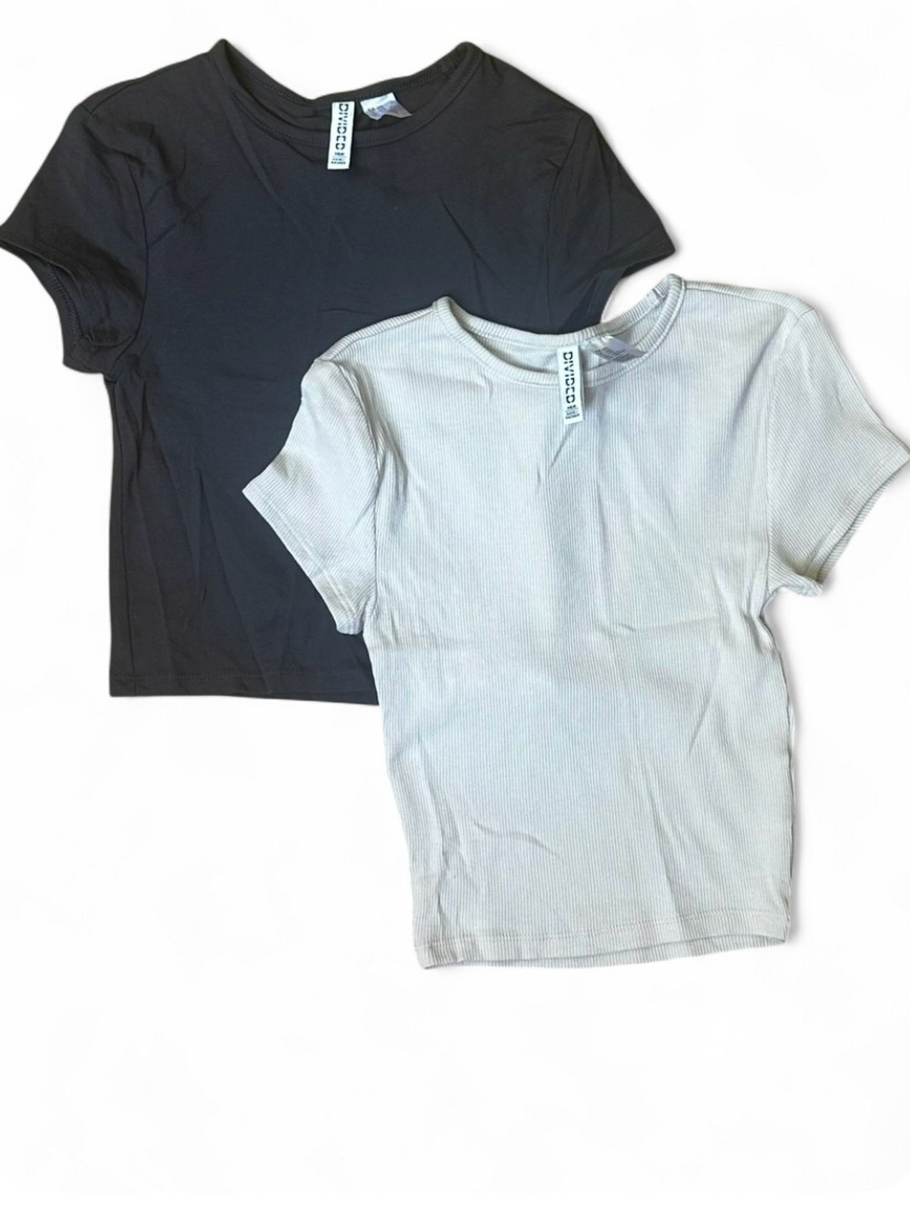 Bundle 2 H&M Divided Ribbed Short Sleeve Crop Tees XXS